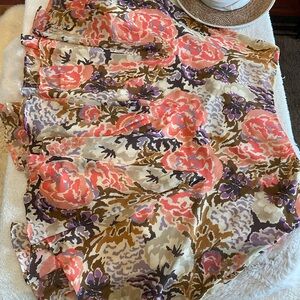 Ralph Lauren Floral Skirt with Coral, Purple and Cream accents. Size 2X